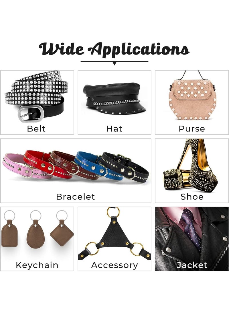 دايتويز لمسامير الجلدية 240 مجموعة 2 أحجام مزدوجة برشام معدني أنبوبي ترصيع مع 3 قطع أداة تثبيت وكماشة لكمة للحرف الجلدية DIY استبدال المسامير 3 ألوان - Image 5